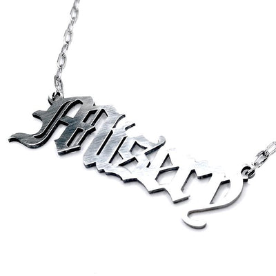 OLD ENGLISH STAINLESS STEEL NECKLACE (1471063654436)