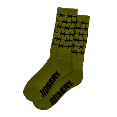 BARBED WIRE OLIVE GREEN SOCKS