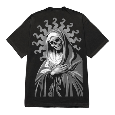 SANTA MUERTE GRAPHIC PRINT BLACK T-SHIRT