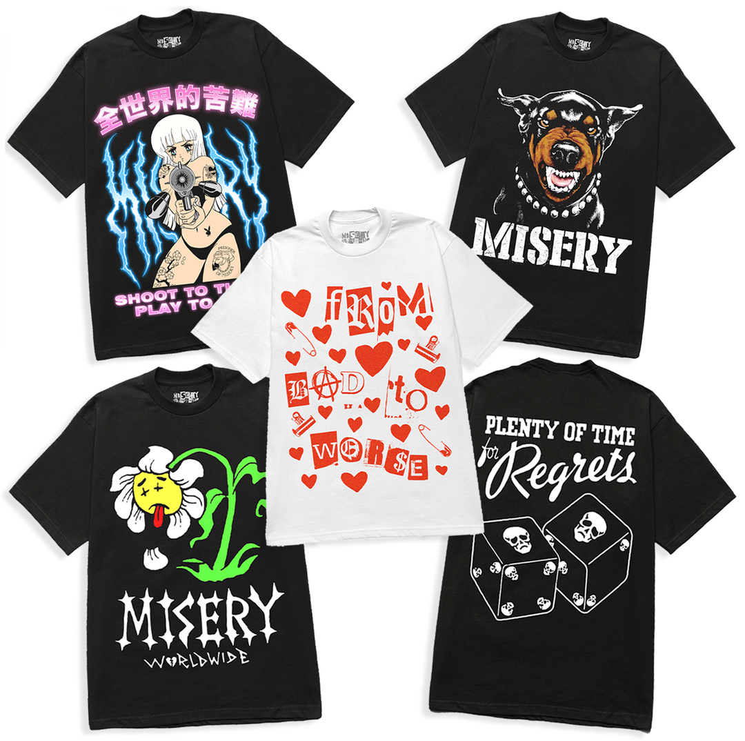 Tシャツ・カットソー Misery THANKS FOR NOTHING GRAPHIC PRINT BLACK T-SHIRT THANKS FOR NOTHING BLACK T-SHIRT – Misery Worldwide