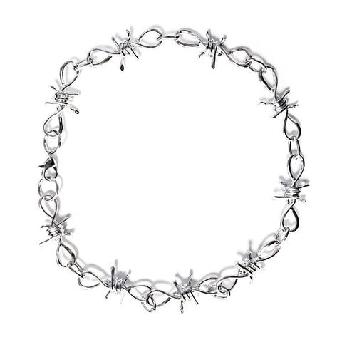 BARBED WIRE SILVER PLATED NECKLACE (1496293048356)