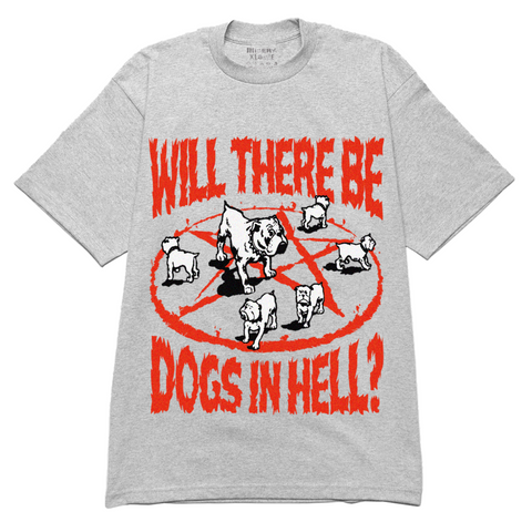 DOGS IN HELL GRAPHIC PRINT GREY T-SHIRT