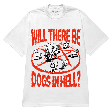 DOGS IN HELL GRAPHIC PRINT WHITE T-SHIRT