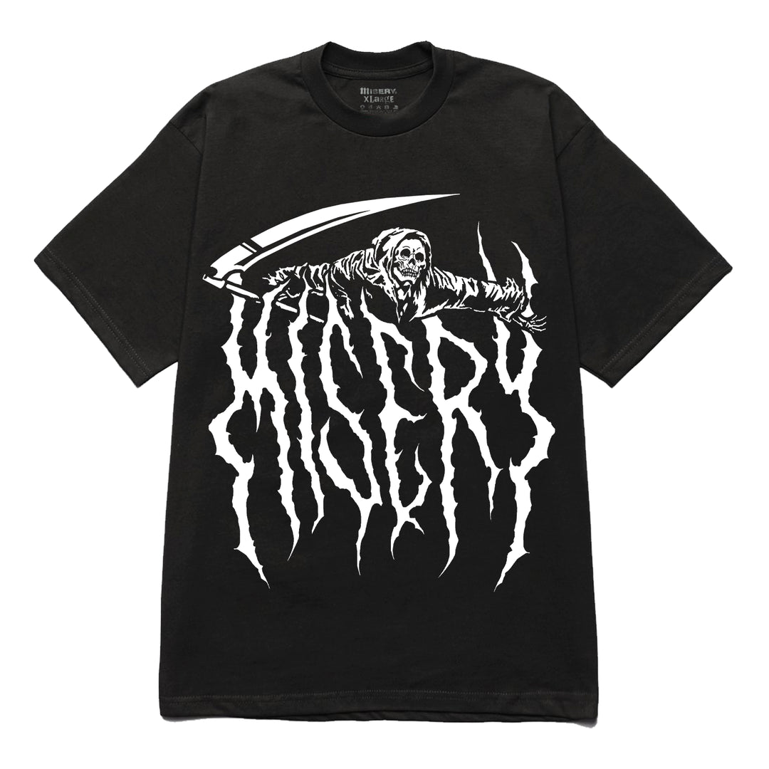 国内で当店のみ Misery - STRESSED GRAPHIC PRINT BLACK T-SHIRT WEB OF EMOTIONS BLACK T-SHIRT – Misery Worldwide