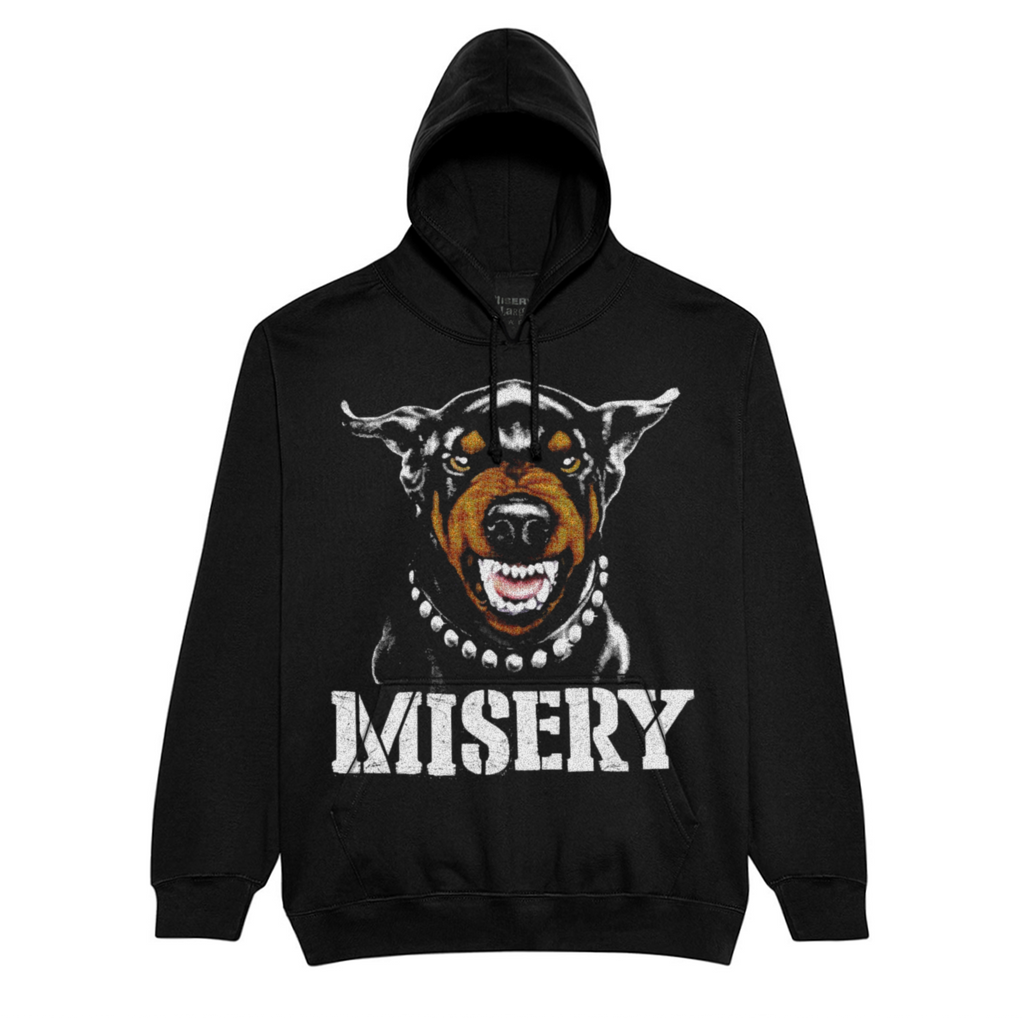 BEWARE OF THE DOG JUMBO PRINT HOODIE BLACK