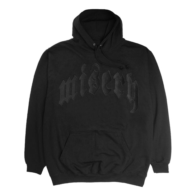 OLD ENGLISH EMBROIDERED BLACK HOODIE – Misery Worldwide