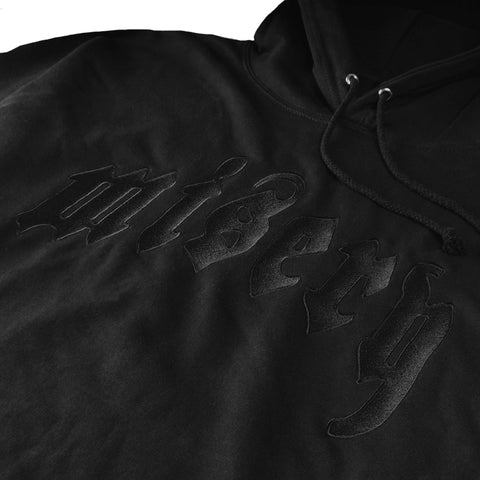 OLD ENGLISH EMBROIDERED BLACK HOODIE