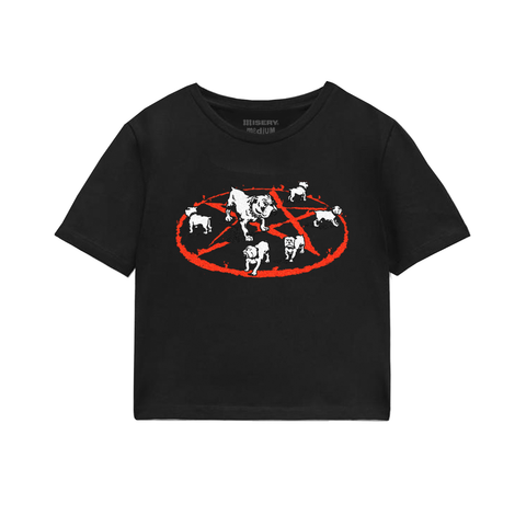 DOGS IN HELL CROPPED BLACK T-SHIRT