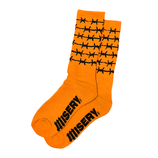 Barbed Wire Orange Socks Misery Worldwide 2701