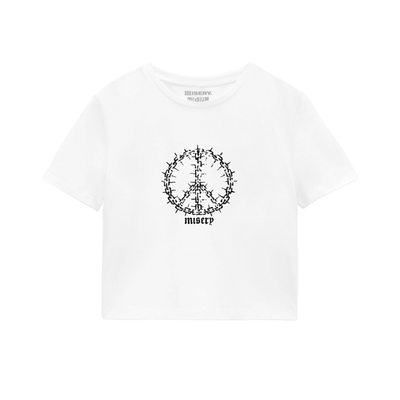 PEACE CROPPED WHITE T-SHIRT
