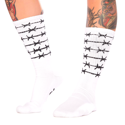 BARBED WIRE WHITE SOCKS